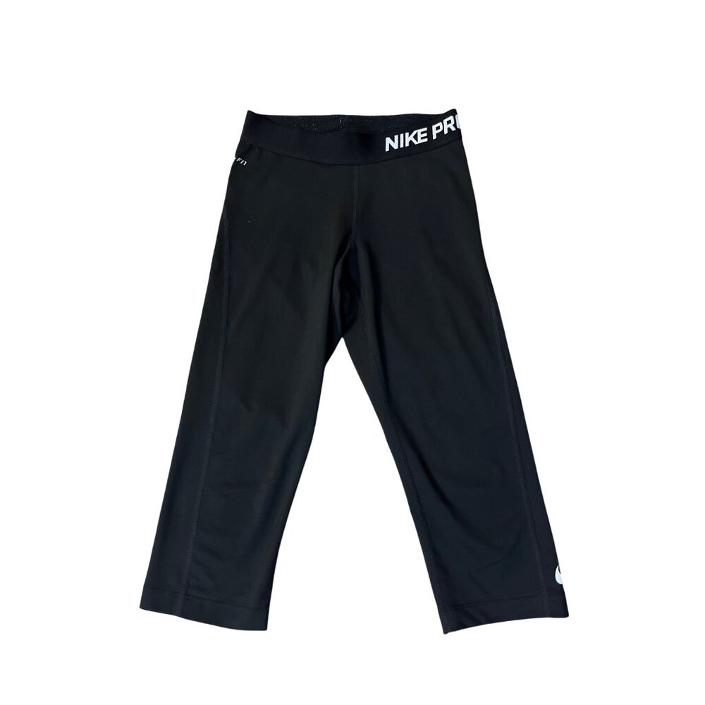 Nike Pro Capri Training Leggings Womens XS Black Dri-Fit Workout Pants Used - Picture 3 of 12